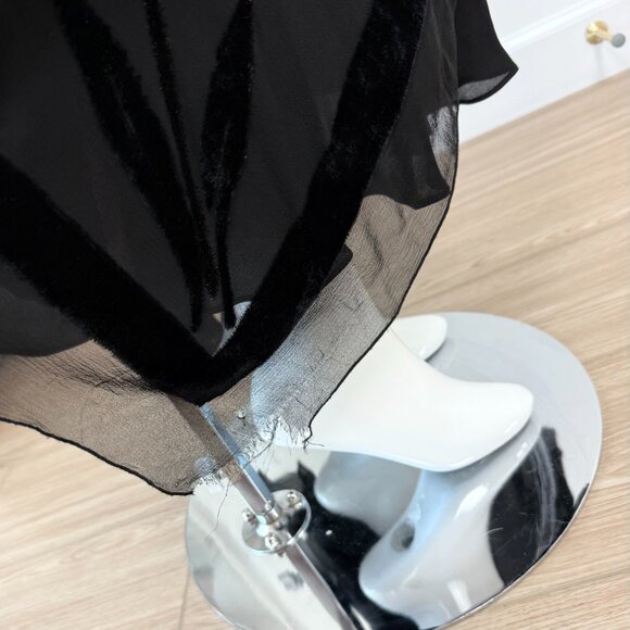 PAMELA DENNIS Vintage Black Silk Asymmetrical Evening Gown Maxi Dress Floral - Picture 10 of 10